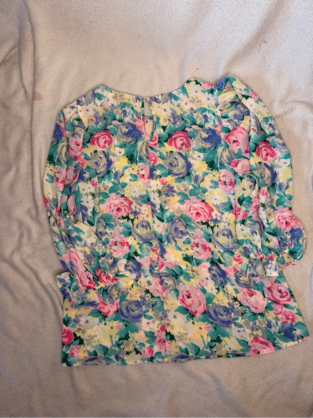 Andree Floral Blouse in Pink, Blue & Yellow - Picture 4 of 5